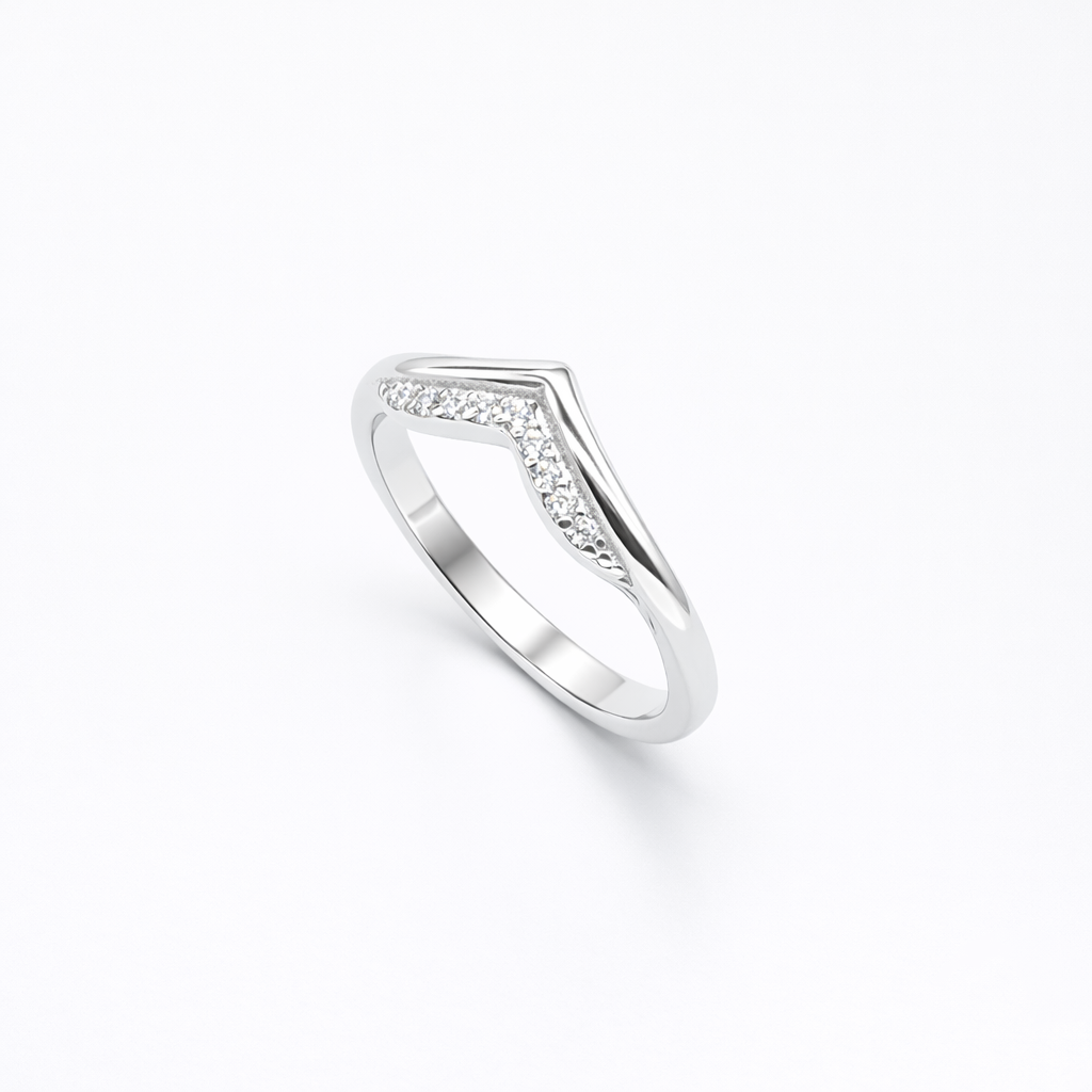 Pavé Chevron Wishbone Ring from TimelessWhims, view 1
