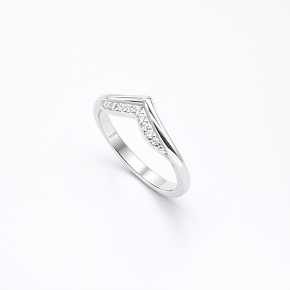Pavé Chevron Wishbone Ring from TimelessWhims, view 1