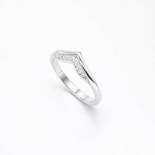 Pavé Chevron Wishbone Ring from TimelessWhims, view 1