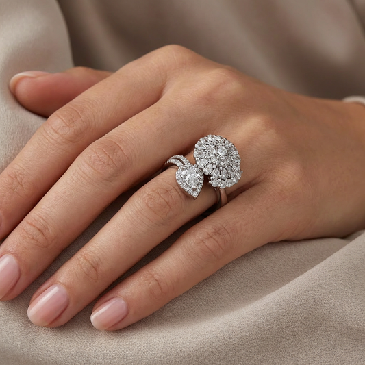 Grand Floral Cluster & Heart Bypass Ring from TimelessWhims, view 2