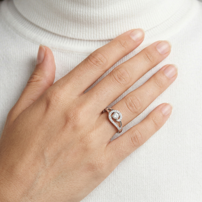 Swirl Halo Solitaire Split Ring from TimelessWhims, view 2