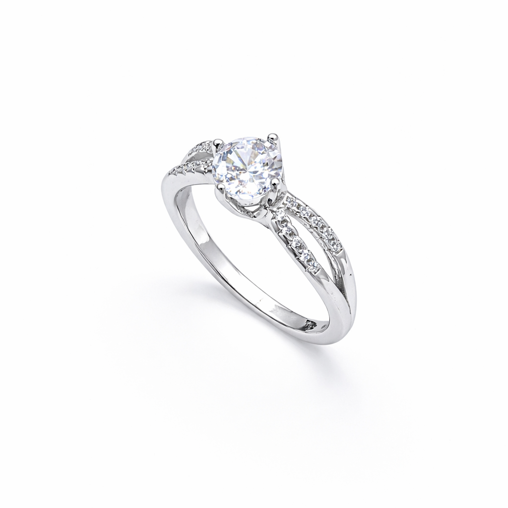 Split Pavé Shoulder Solitaire Ring from TimelessWhims, view 1