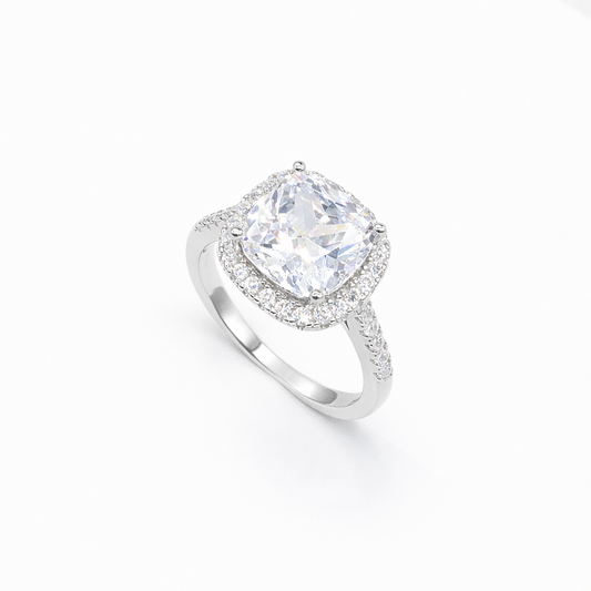 Grand Cushion Halo Pavé Band Ring from TimelessWhims, view 1