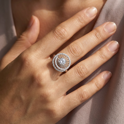 Solar Halo Sunburst Cocktail Ring from TimelessWhims, view 2