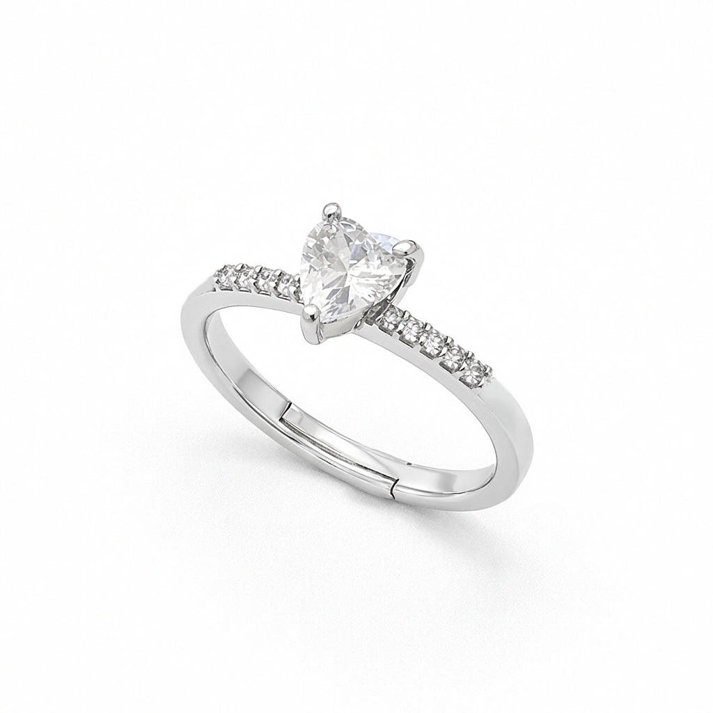 Heart Solitaire Pavé Shoulder Ring from TimelessWhims, view 1