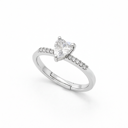 Heart Solitaire Pavé Shoulder Ring from TimelessWhims, view 1
