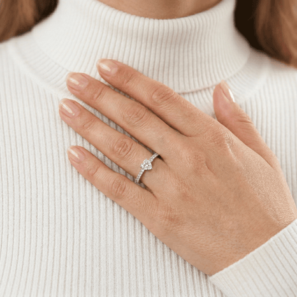 Heart Solitaire Pavé Shoulder Ring from TimelessWhims, view 2