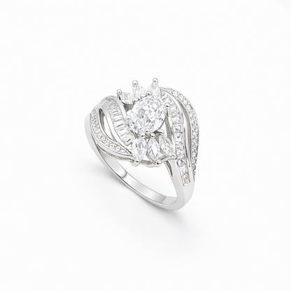 Marquise & Baguette Cascade Cocktail Ring from TimelessWhims, view 1