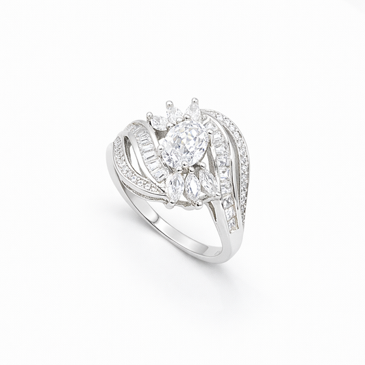 Marquise & Baguette Cascade Cocktail Ring from TimelessWhims, view 1