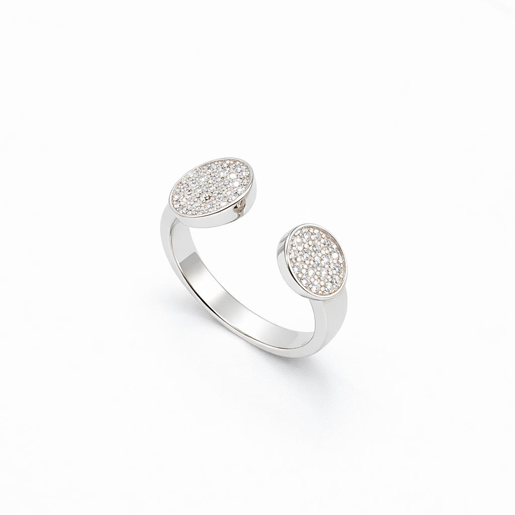 Dual Pavé Disc Open Ring from TimelessWhims, view 1