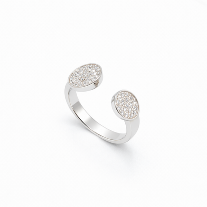 Dual Pavé Disc Open Ring from TimelessWhims, view 1