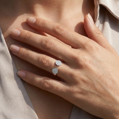 Dual Pavé Disc Open Ring from TimelessWhims, view 2