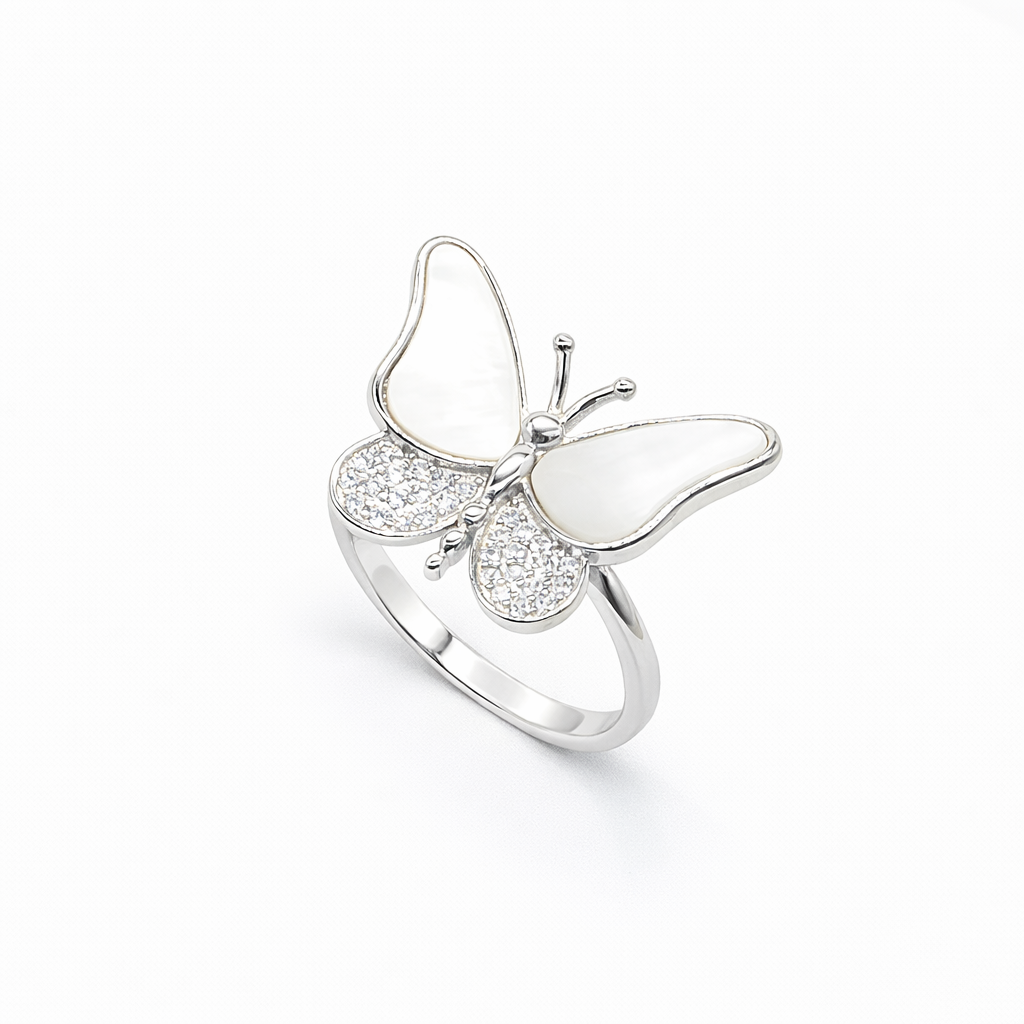 Mother of Pearl Butterfly Ring from TimelessWhims, view 1