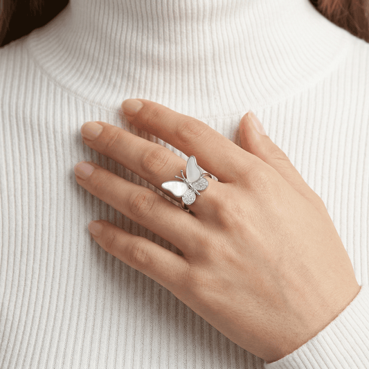 Mother of Pearl Butterfly Ring from TimelessWhims, view 2