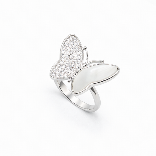 Pavé & Pearl Butterfly Duo Ring from TimelessWhims, view 1