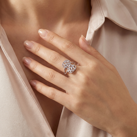 Art Deco Baguette Heart Shield Ring