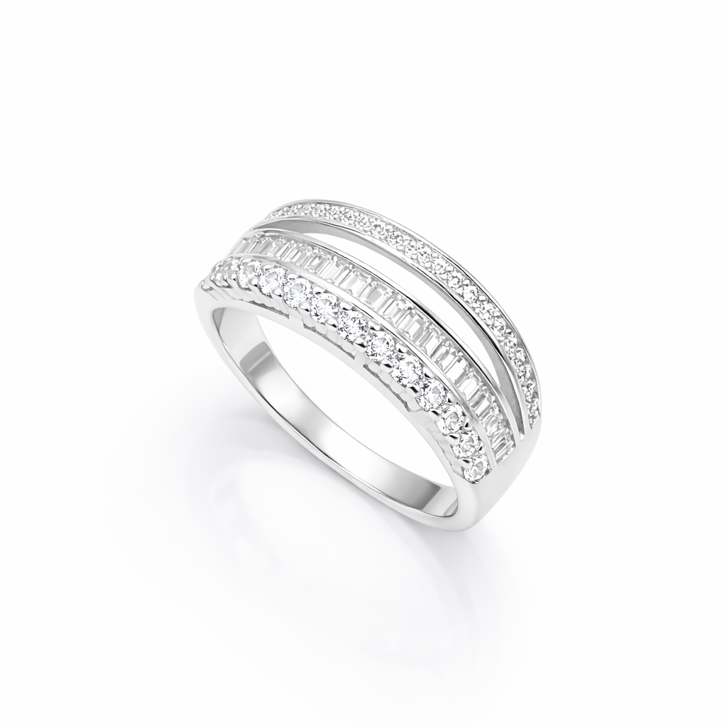 Triple Band Baguette Crystal Ring from TimelessWhims, view 1