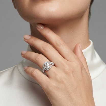 Round Cluster Swirl Pavé Halo Ring from TimelessWhims, view 2
