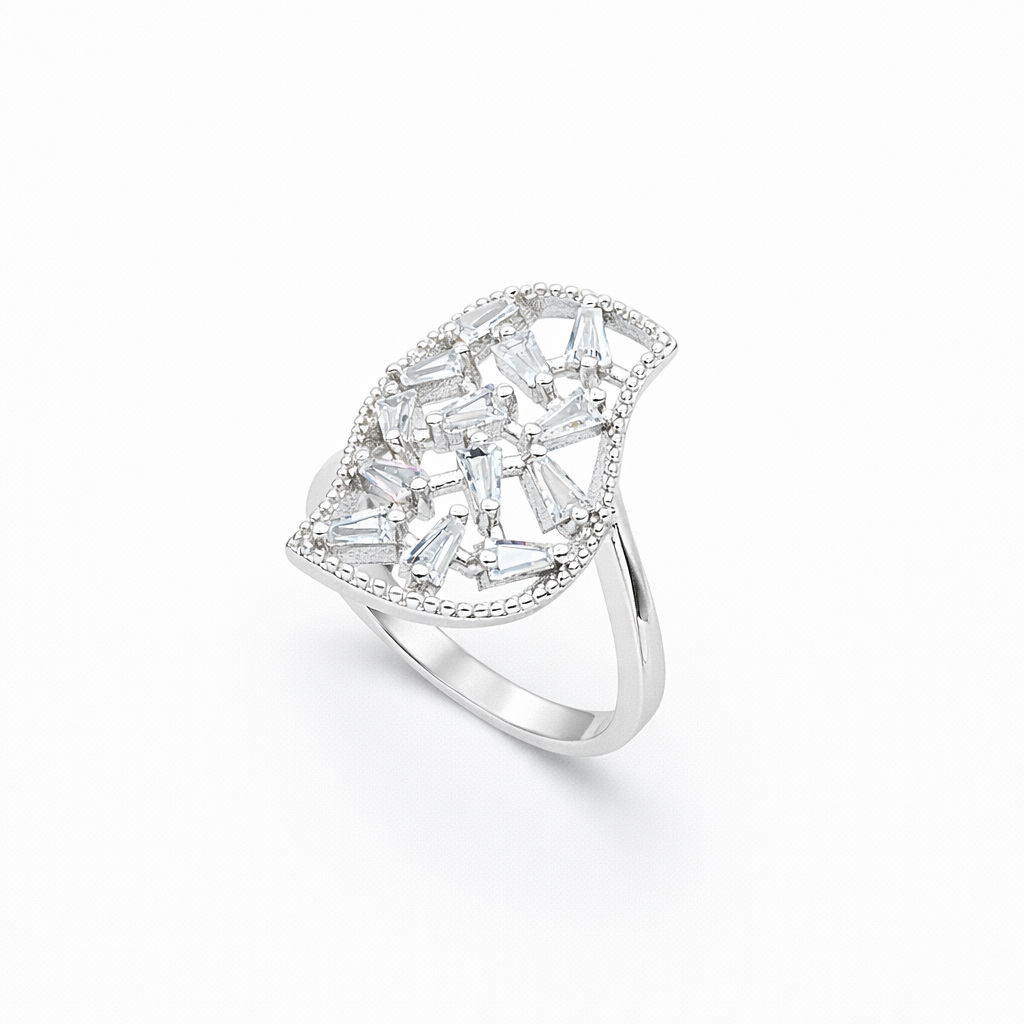Scatter Baguette Shield Cocktail Ring from TimelessWhims, view 1