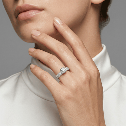 Round Solitaire Triple Pavé Band Ring from TimelessWhims, view 2