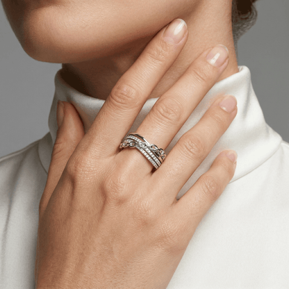 Pavé Chain Link Crossover Band Ring from TimelessWhims, view 2