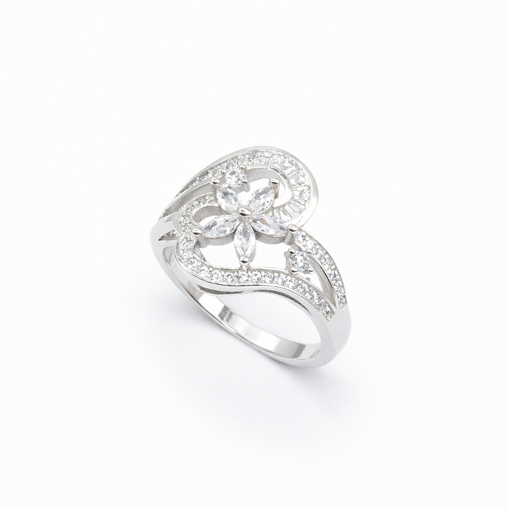 Marquise Floral Scroll Open-Work Ring from TimelessWhims, view 1