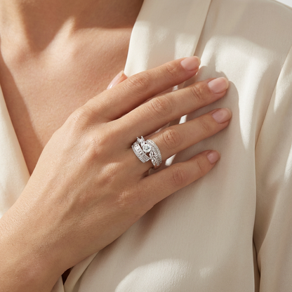 Three Stone Marquise Baguette Channel Bypass Ring from TimelessWhims, view 2
