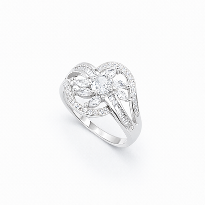 Marquise Floral Open-Work Heart Scroll Ring from TimelessWhims, view 1