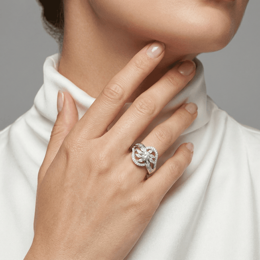 Marquise Floral Open-Work Heart Scroll Ring from TimelessWhims, view 2