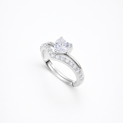 Heart Solitaire Chevron Pavé Bypass Ring from TimelessWhims, view 1