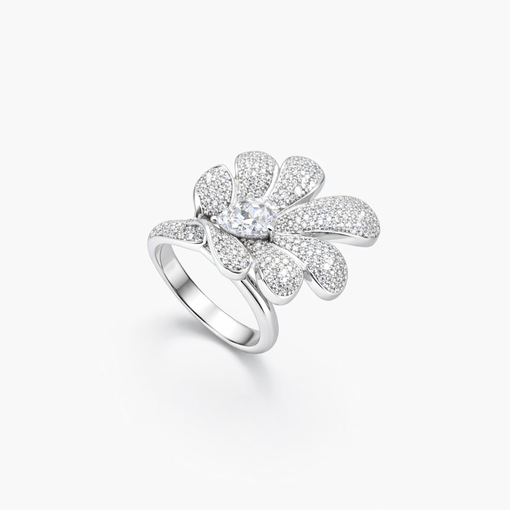 Oversized Pavé Daisy Bloom Cocktail Ring from TimelessWhims, view 1
