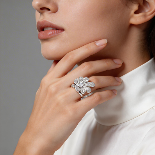 Oversized Pavé Daisy Bloom Cocktail Ring from TimelessWhims, view 2