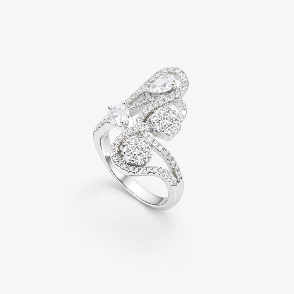 Pear Cluster Swirl Open-Work Bypass Ring from TimelessWhims, view 1