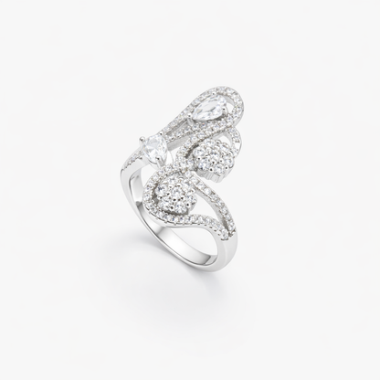 Pear Cluster Swirl Open-Work Bypass Ring from TimelessWhims, view 1