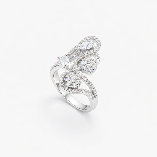 Pear Cluster Swirl Open-Work Bypass Ring from TimelessWhims, view 1