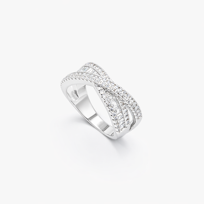 Baguette Pavé Triple Crossover Band Ring from TimelessWhims, view 1