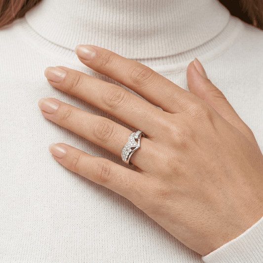 Chevron Milgrain PavÃ© Cluster Bypass Ring