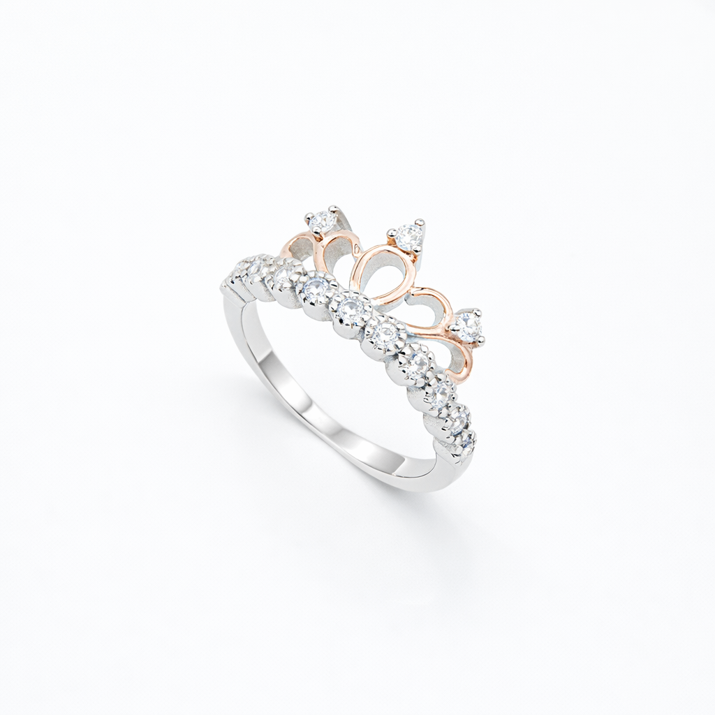 Rose Gold Princess Tiara Crown Pavé Ring from TimelessWhims, view 1