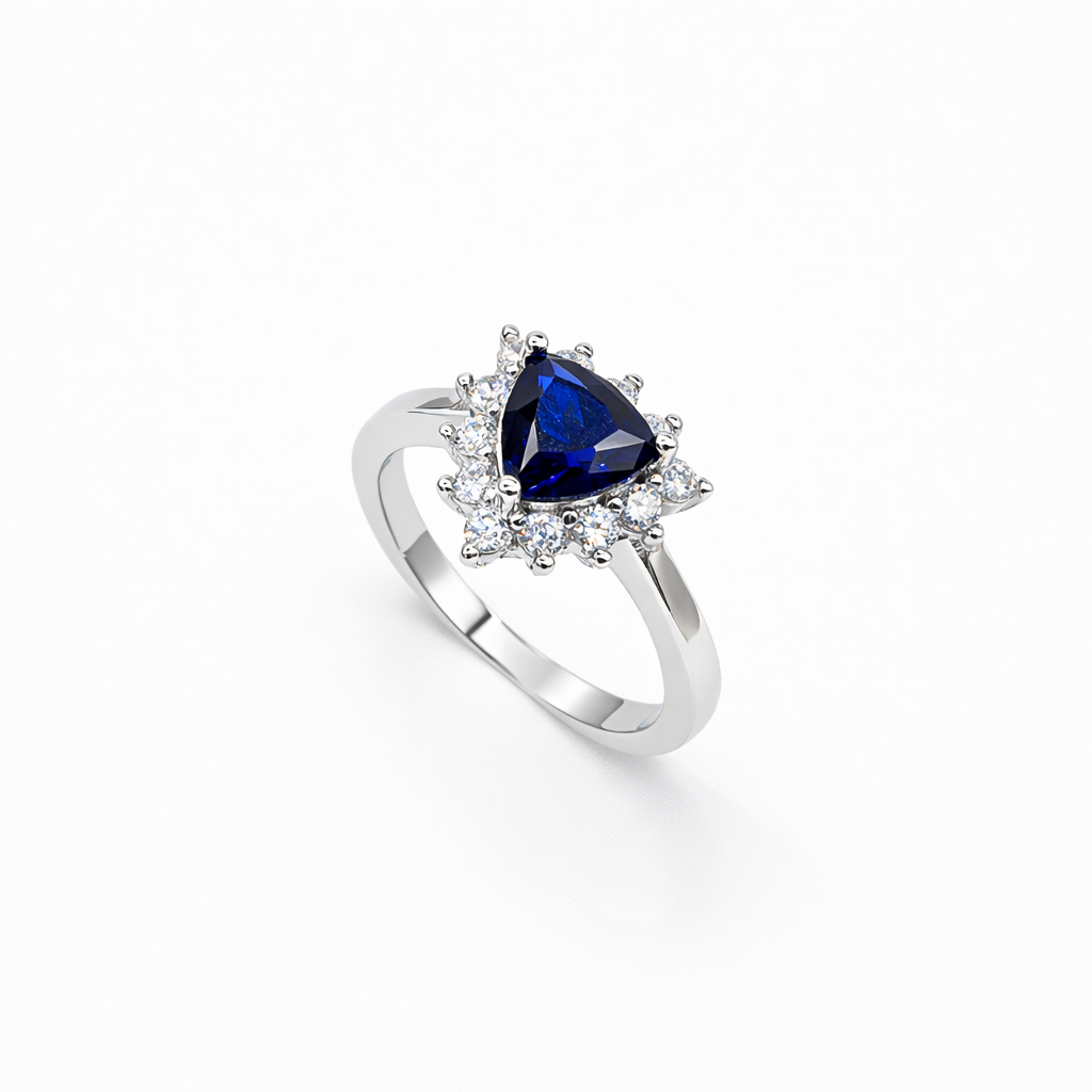 Trillion Sapphire Starburst Cluster Halo Ring from TimelessWhims, view 1