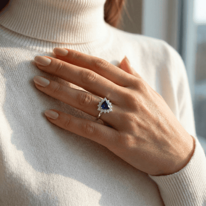 Trillion Sapphire Starburst Cluster Halo Ring from TimelessWhims, view 2
