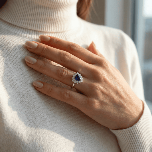 Trillion Sapphire Starburst Cluster Halo Ring from TimelessWhims, view 2