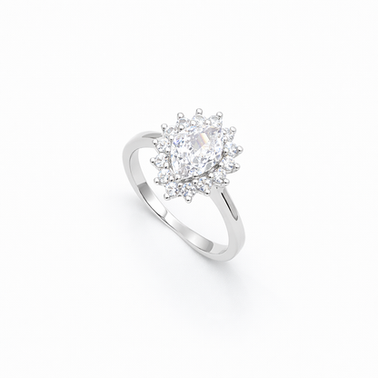 Heart Solitaire Starburst Cluster Halo Ring from TimelessWhims, view 1