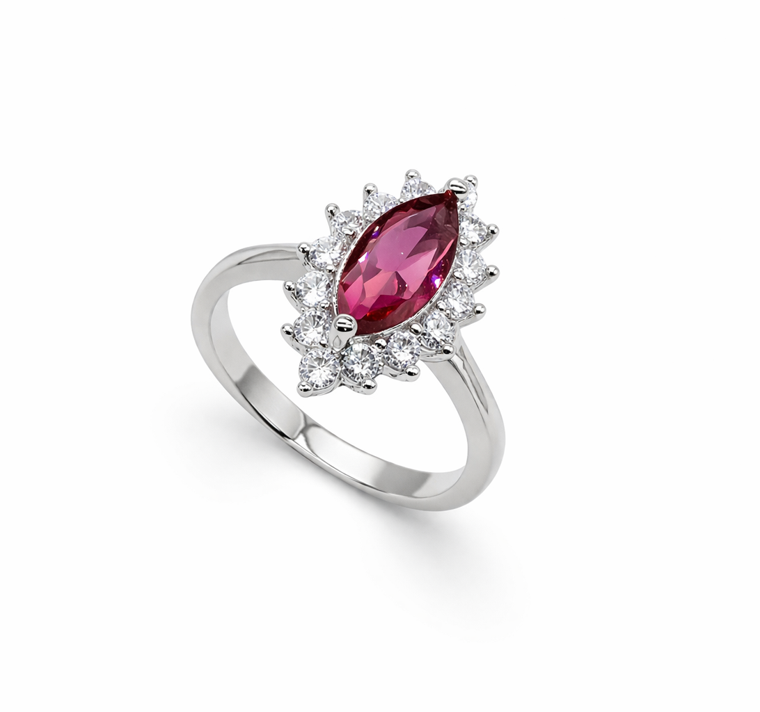 Marquise Ruby Starburst Cluster Halo Ring from TimelessWhims, view 1