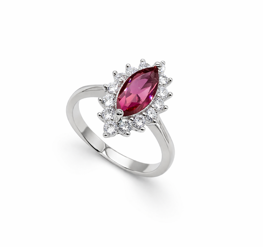 Marquise Ruby Starburst Cluster Halo Ring from TimelessWhims, view 1