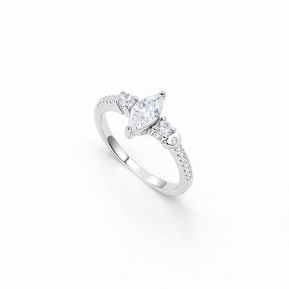 Marquise Three-Stone Pavé Shoulder Ring from TimelessWhims, view 1