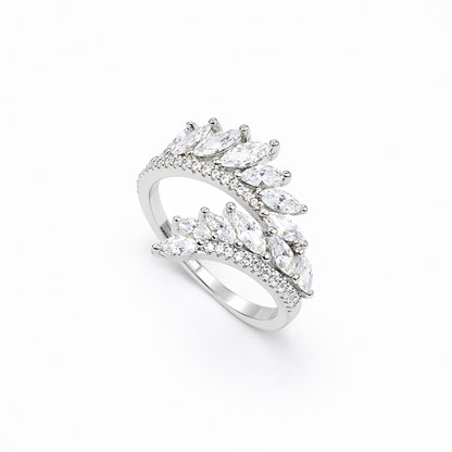 Double Marquise Leaf Spray Open Bypass Ring from TimelessWhims, view 1