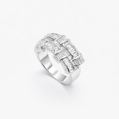 Baguette Basket-Weave Wide Band Ring from TimelessWhims, view 1