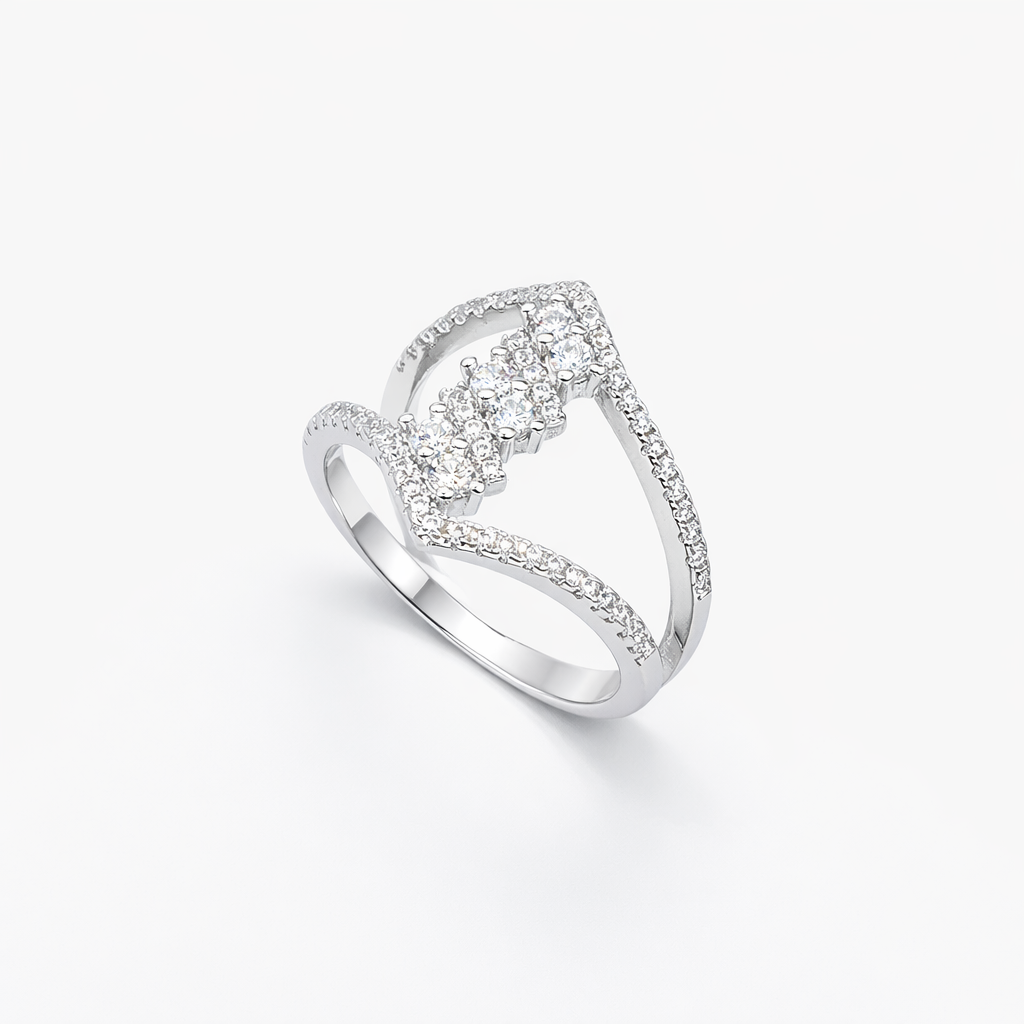 Double Chevron Open-Work Cluster Bypass Ring from TimelessWhims, view 1