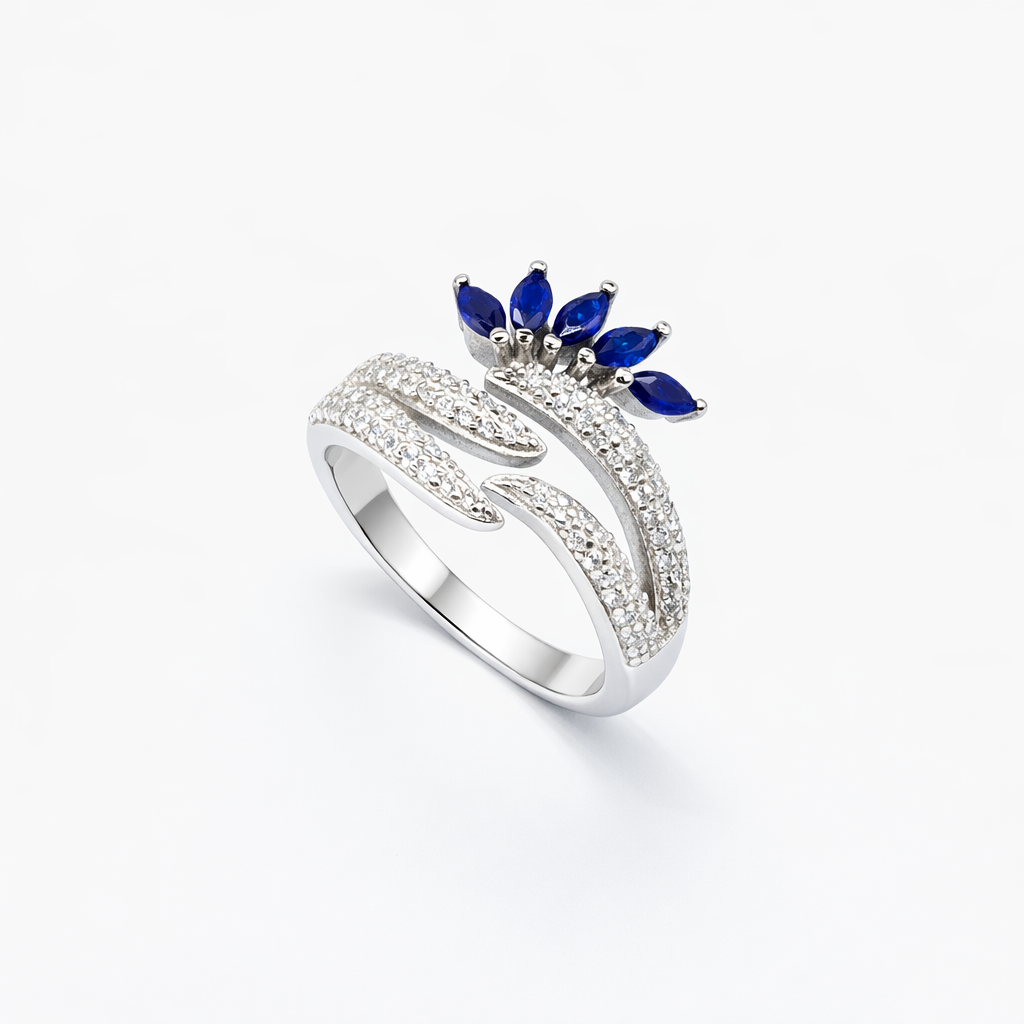 Sapphire Marquise Crown Triple-Wrap Pavé Coil Ring from TimelessWhims, view 1