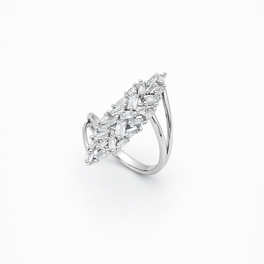 Baguette Scatter Marquise Shield Cocktail Ring
